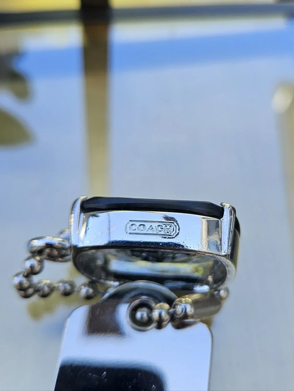 Coach Faceted Crystal Bag Charm Keychain Silver Tone Hangtag Collectible - Picture 5 of 7